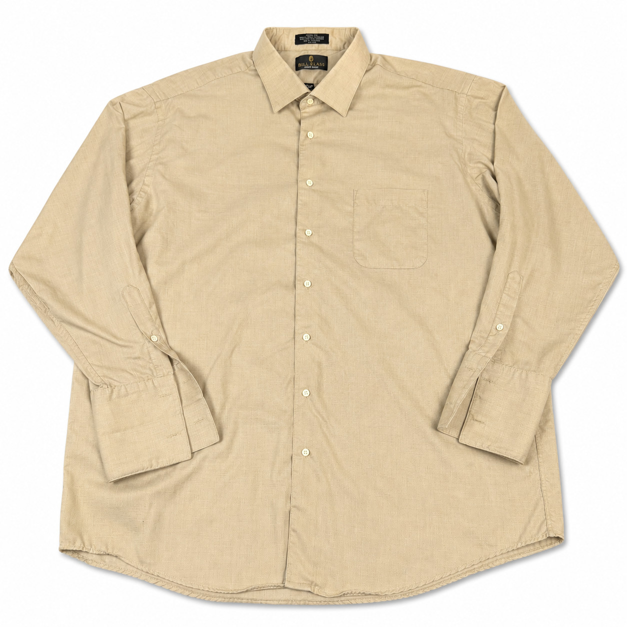 Bill Blass Black Label Dress Shirt Mens 19 34-35 Big Khaki Wrinkle Free