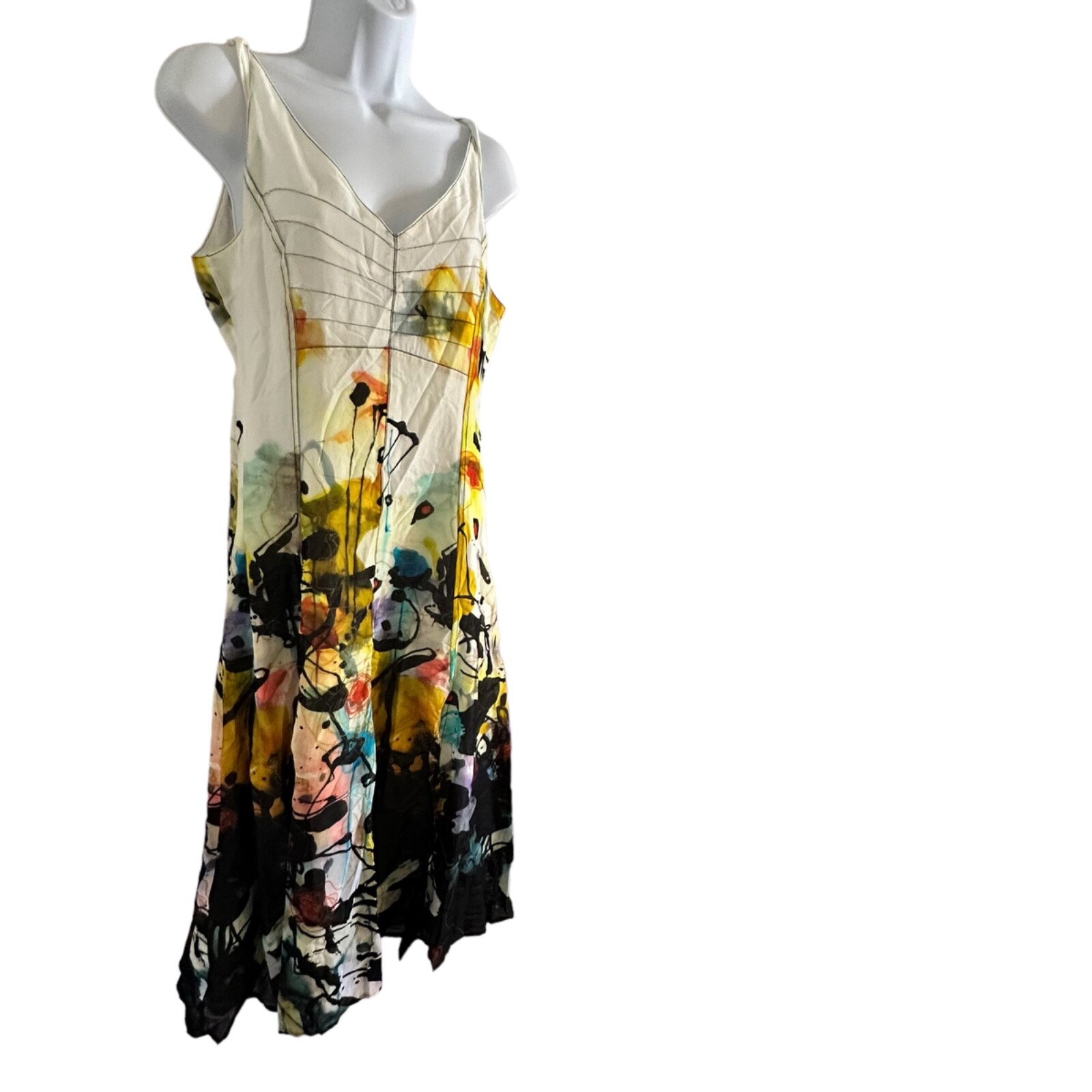 Apanage Femme dress size 8 watercolor print and embroidery