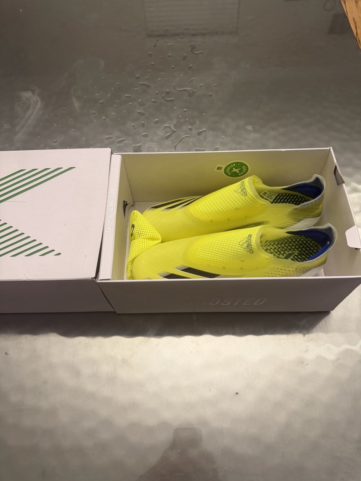 adidas X Ghosted+ FG Men’s Soccer Cleats Solar Yellow Low Top Slip-On FW6911