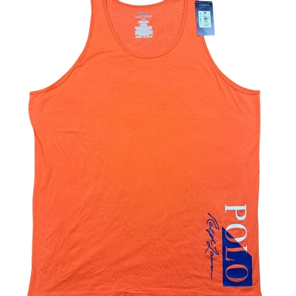 NWT Polo Ralph Lauren Mens SZ Med Lounge Logo Tank Top Orange