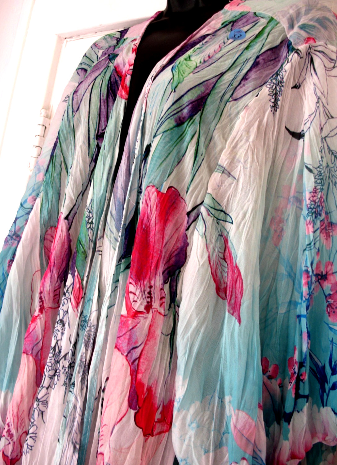 Avenue Brand Shirt Dress Maxi Fushia, Green, Pink Duster Size 30/32