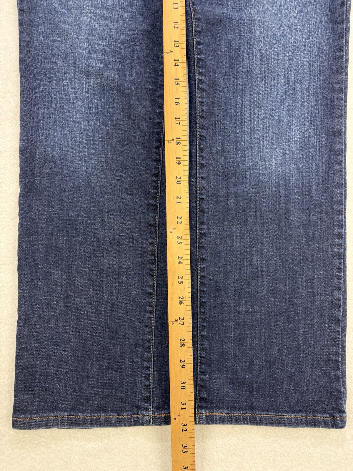 Levis 505 Flap Pocket Jeans Women 14 32×32 Blue Straight Whisker Distress DenIm