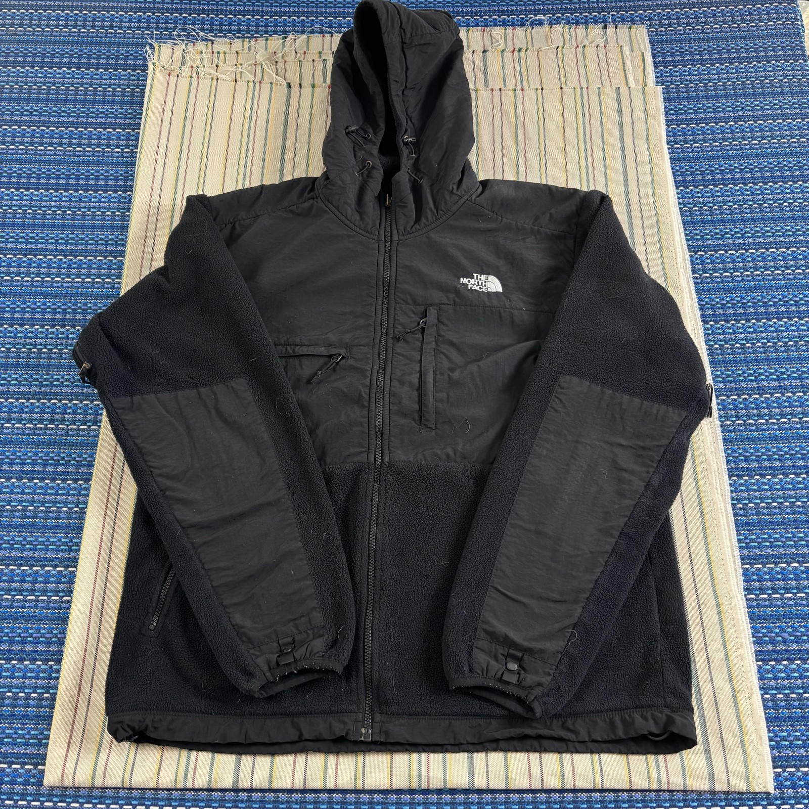 The North Face Jacket Mens Large Black Fleece Hooded Full Zip Denali Outdoor