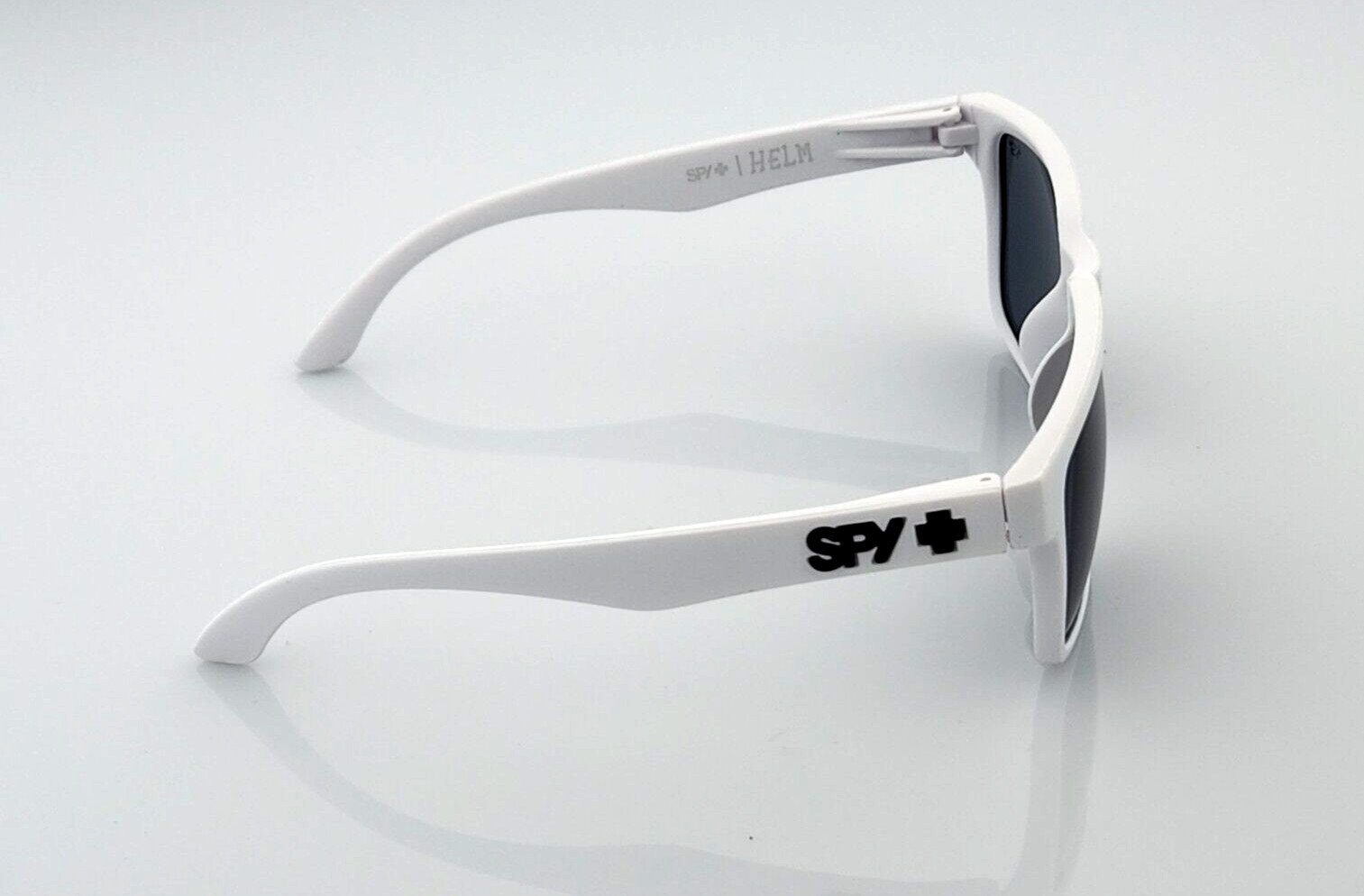 NEW Spy+Optic Helm Sunglasses Matte White Dark Smoke Tint Lens Black Logo