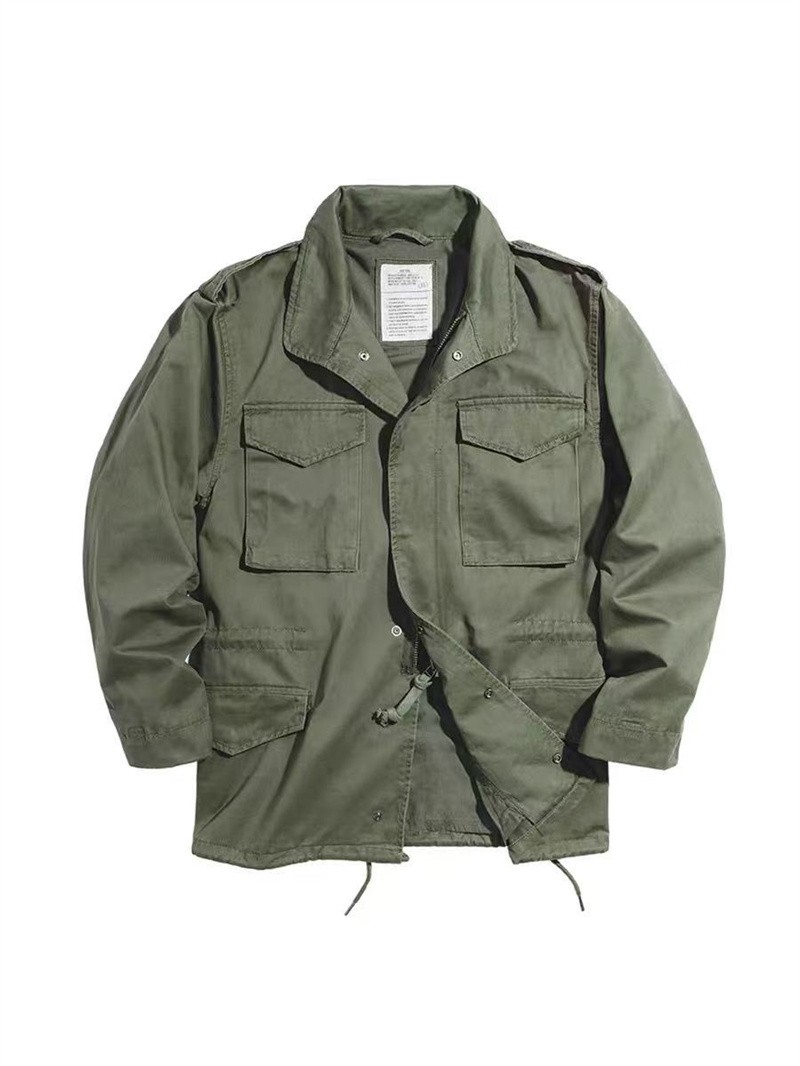 U.S. Vintage M65 Field Jacket Military Jacket Pockets Casual Work Green Coat Men