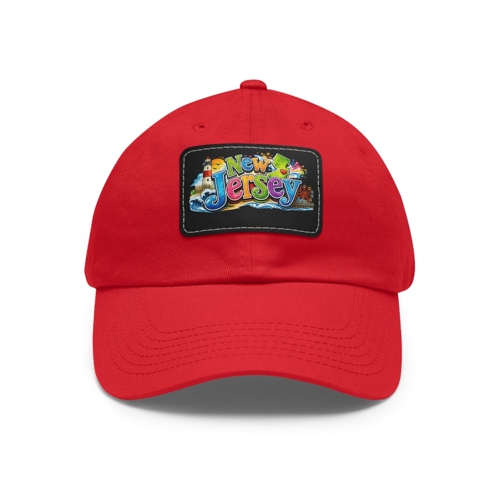 New Jersey Patch Logo Dad Hat | Leather Rectangle Patch