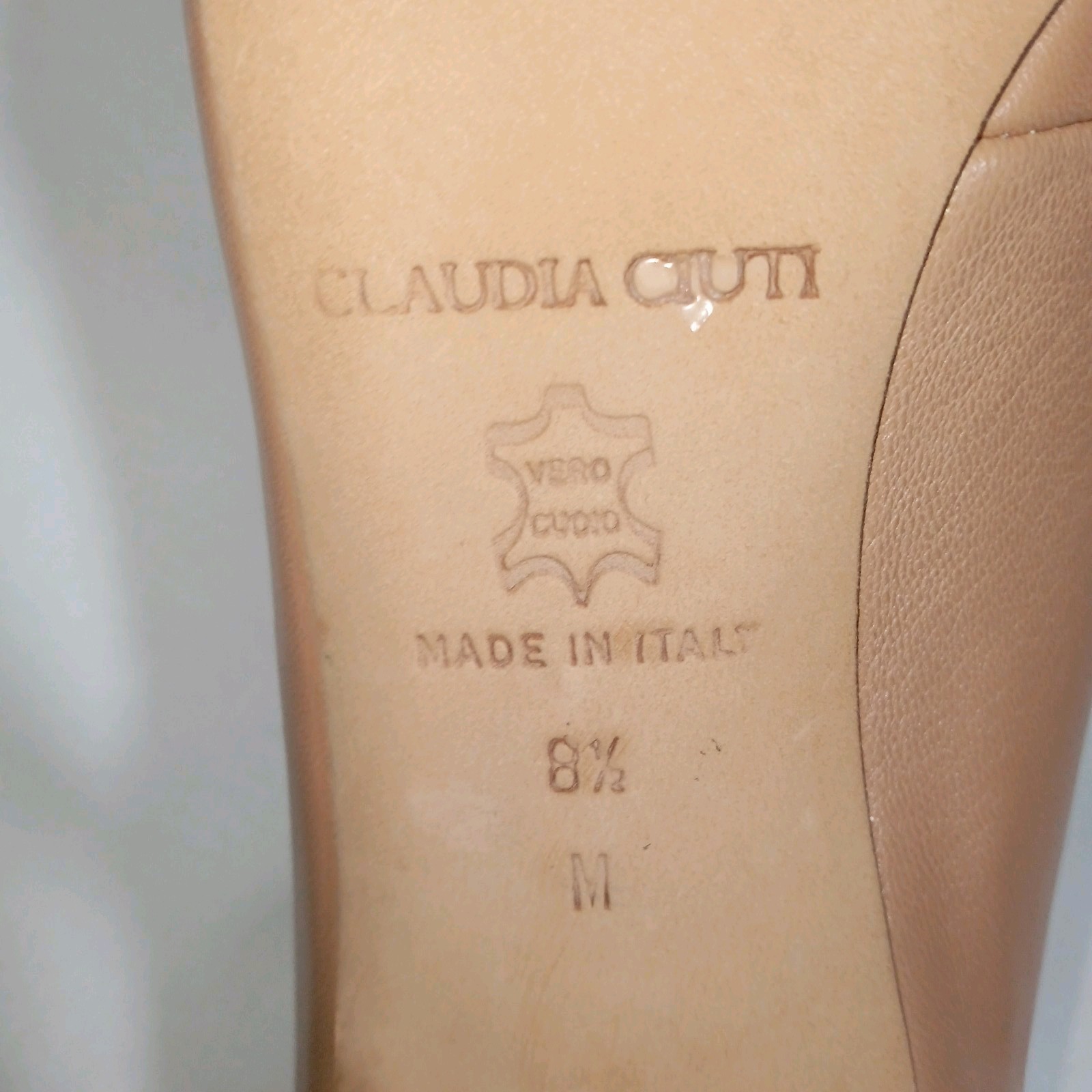 Claudia Ciuti Plunge-vamp Peep-toe Booties Beige Leather Heels Sz 8.5 Made Italy