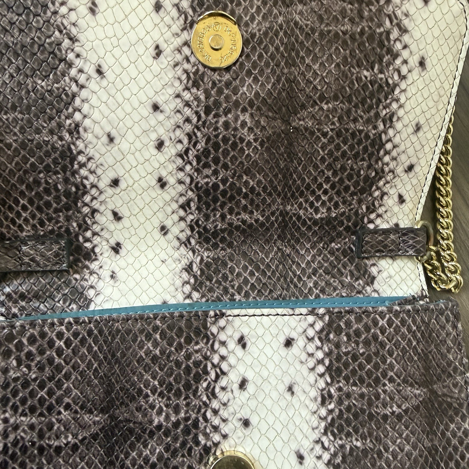 Anne Klein Snake Print Chain Strap Crossbody Bag Flap Magnetic Closure