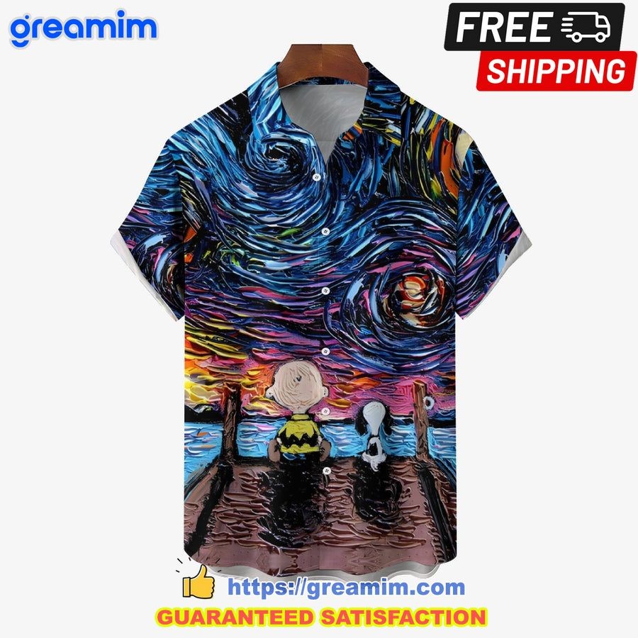 Snoopy And Peanuts Starry Night Hawaiian Shirt