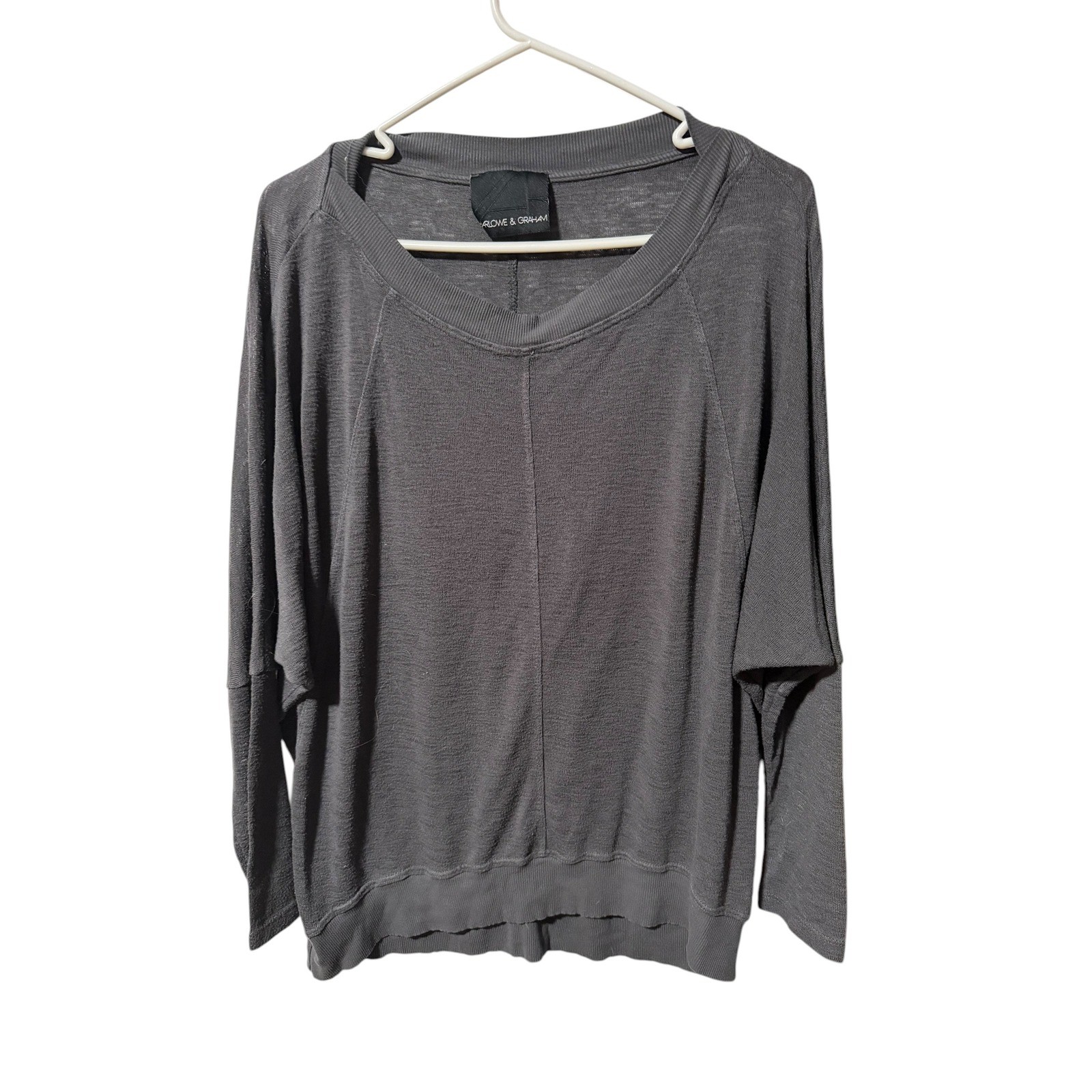 Harlowe & Graham Size Medium Charcoal Gray Dolman Pullover Top Lightweight Knit