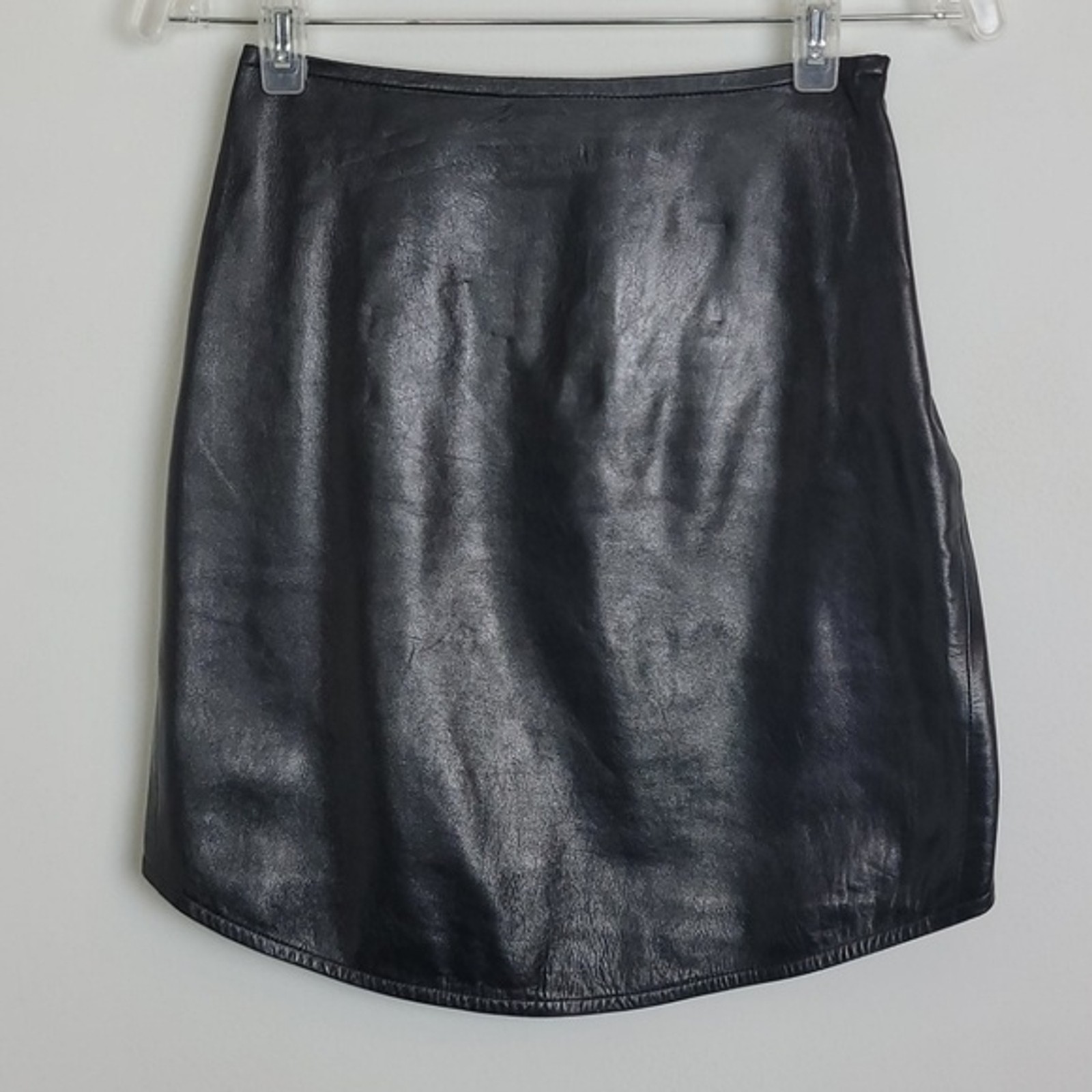 Illia Nappa lambskin leather mini skirt XS Black