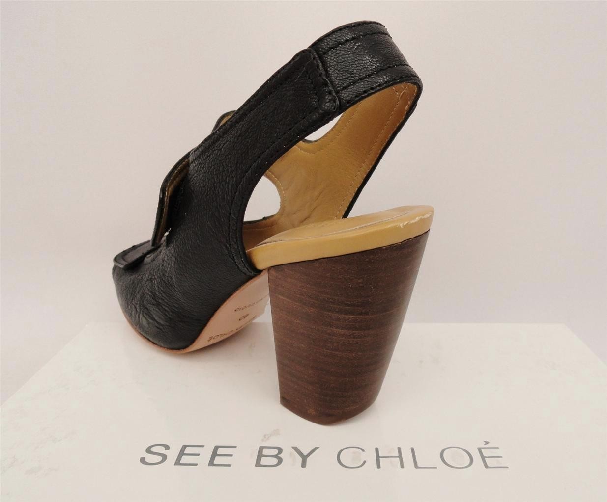 See by Chloe Black Leather Sandals Heels UK7 40 US10 new