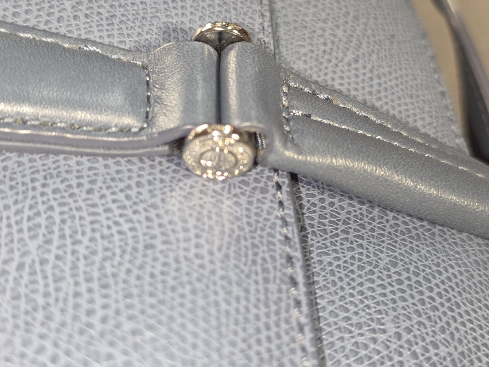 Tumi Dusty Blue Pebbled Leather Tote
