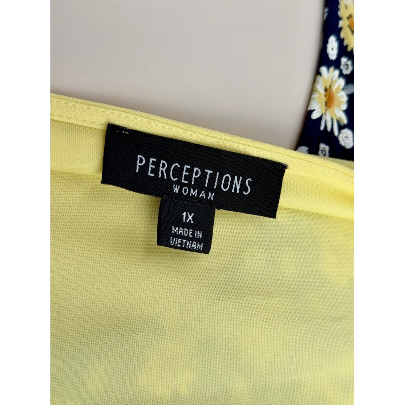 NWT Perceptions Woman 2-Pc Dress Set 1X Yellow Cropped Jacket Navy Daisy Midi