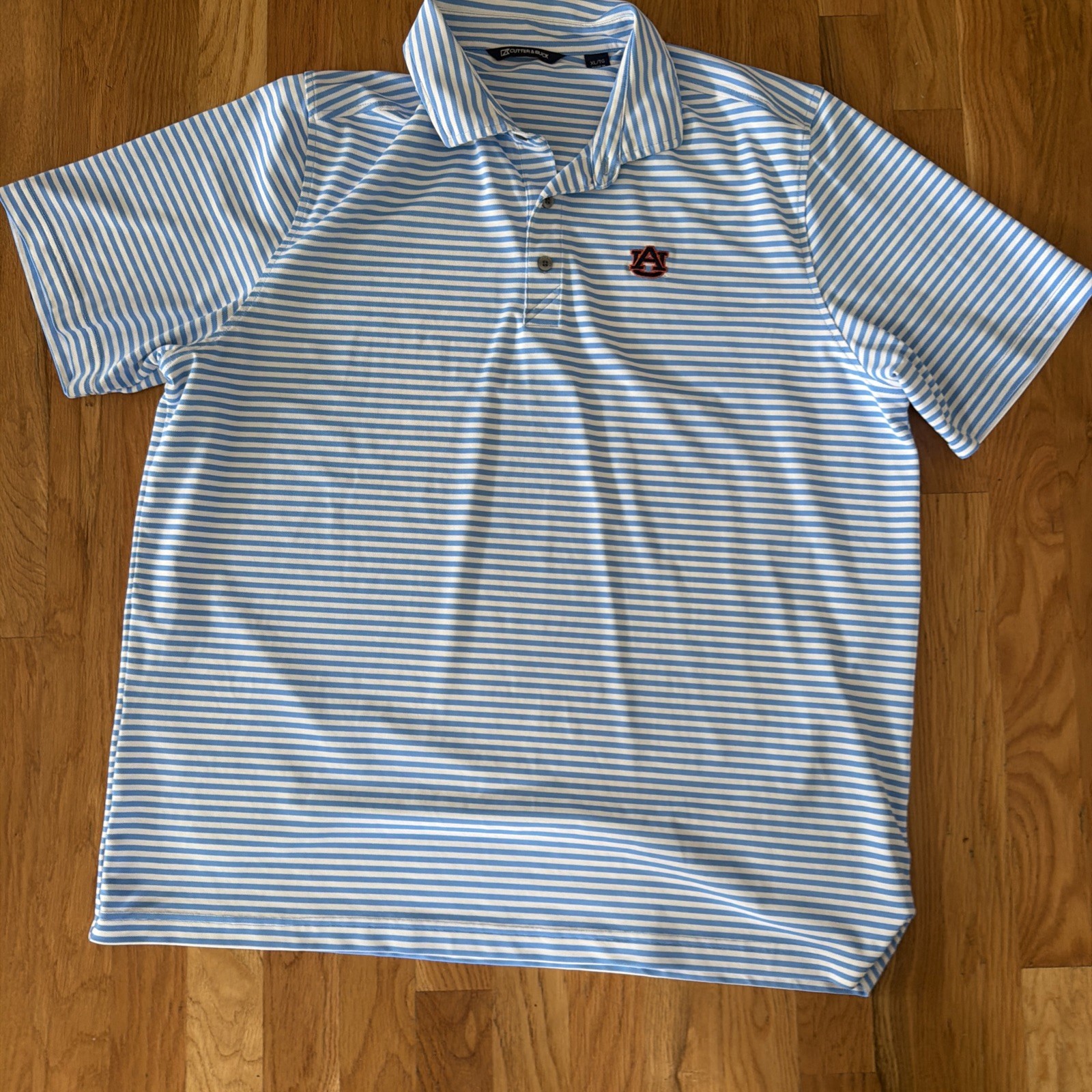 Auburn University Cutter & Buck Mens XL Blue Striped Polo