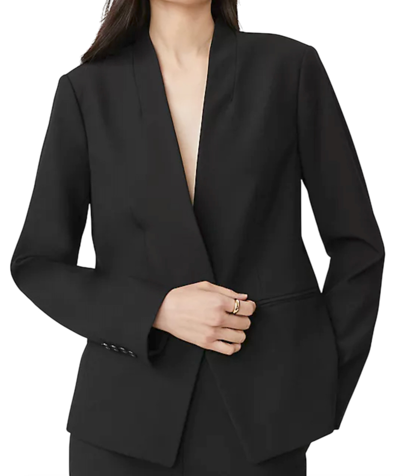 NEW ANN TAYLOR BLACK CUTAWAY BI-STRETCH BLAZER JACKET SZ 4P 4 PETITE