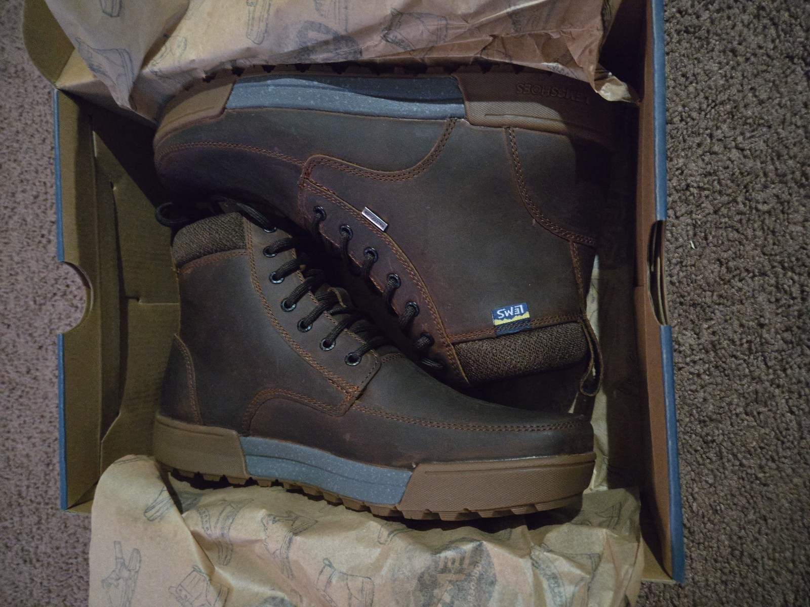 Lems Men’s Boulder Summit Waterproof -RUGGED BARK – Size 10 New In Box