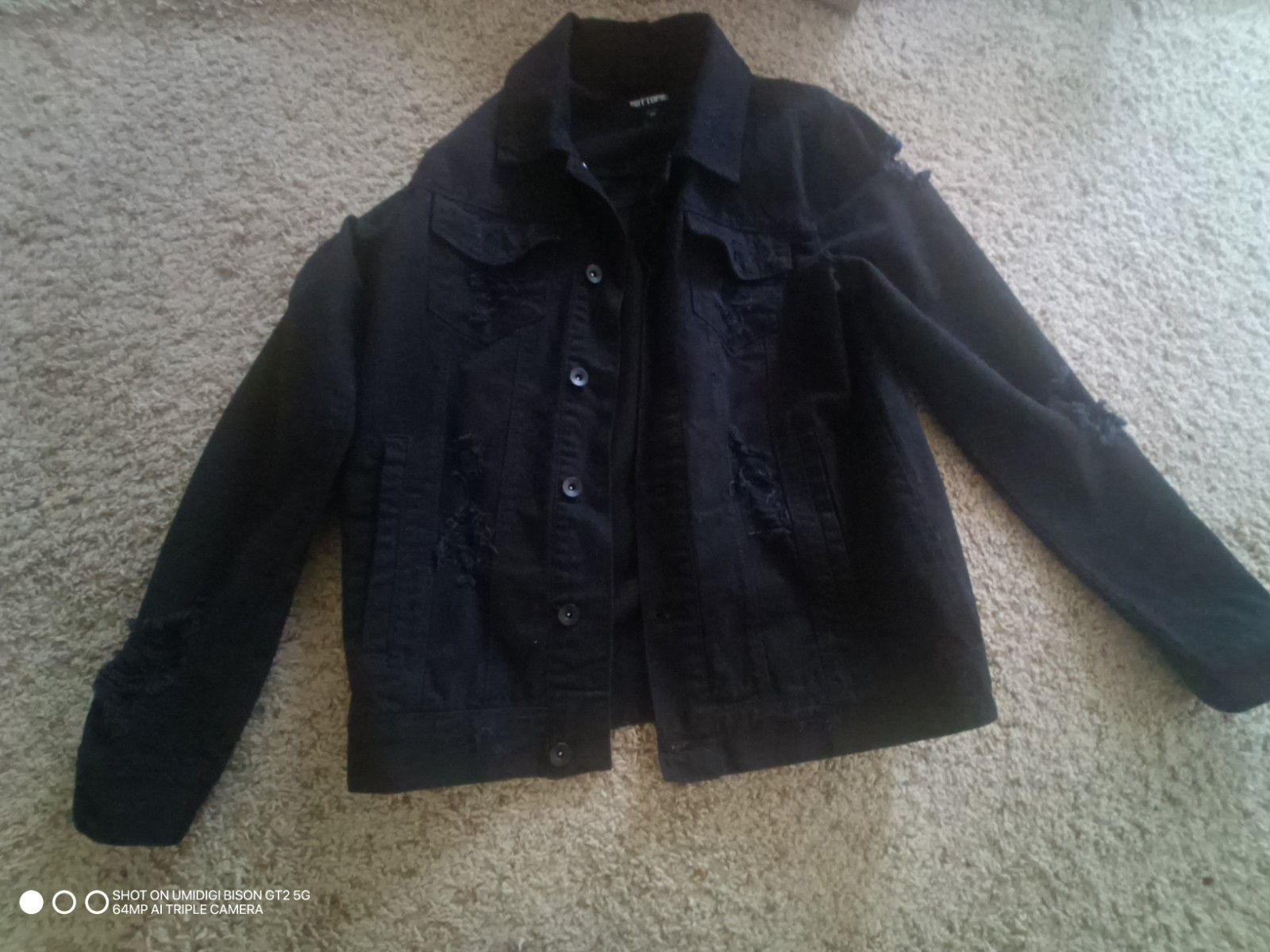 Hot Topic Mens Black Denim Ripped Vest Size Small Longsleeve