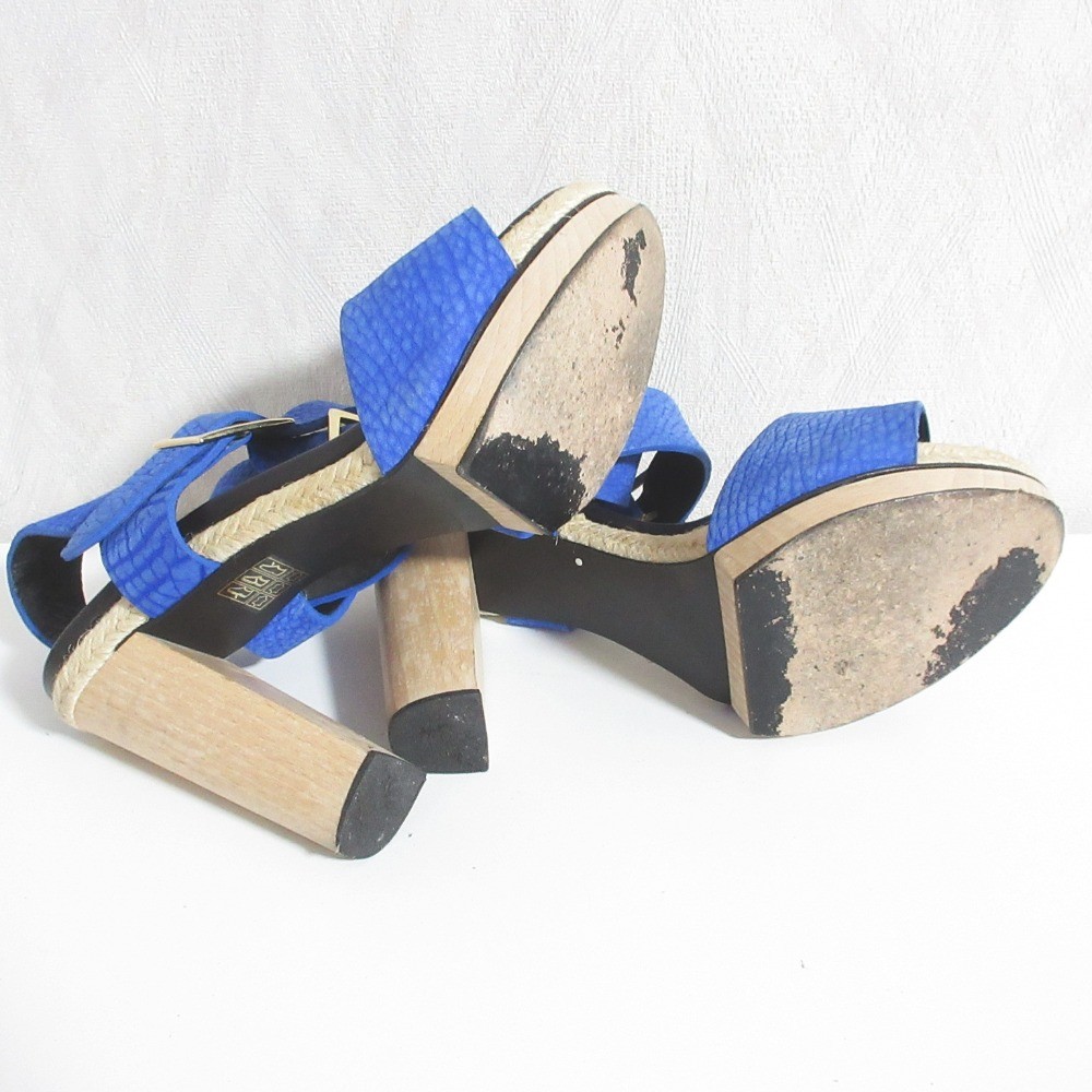 PIERRE HARDY Wood Heel Belt Sandals, Approx. 9.1″”, Blue Women USED