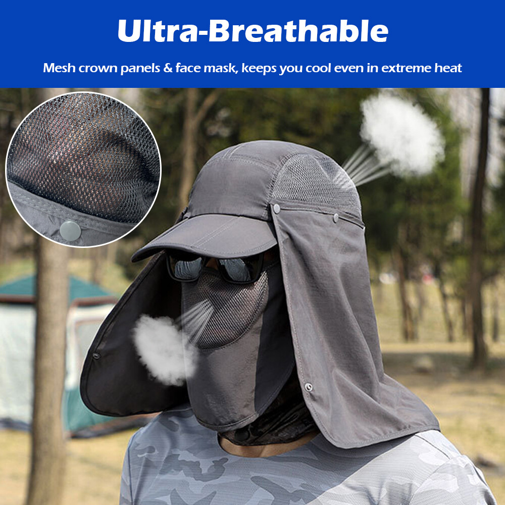 Sun Hat With Neck Flap Face Cover Fishing Hiking Safari Men Women Baseball Cap