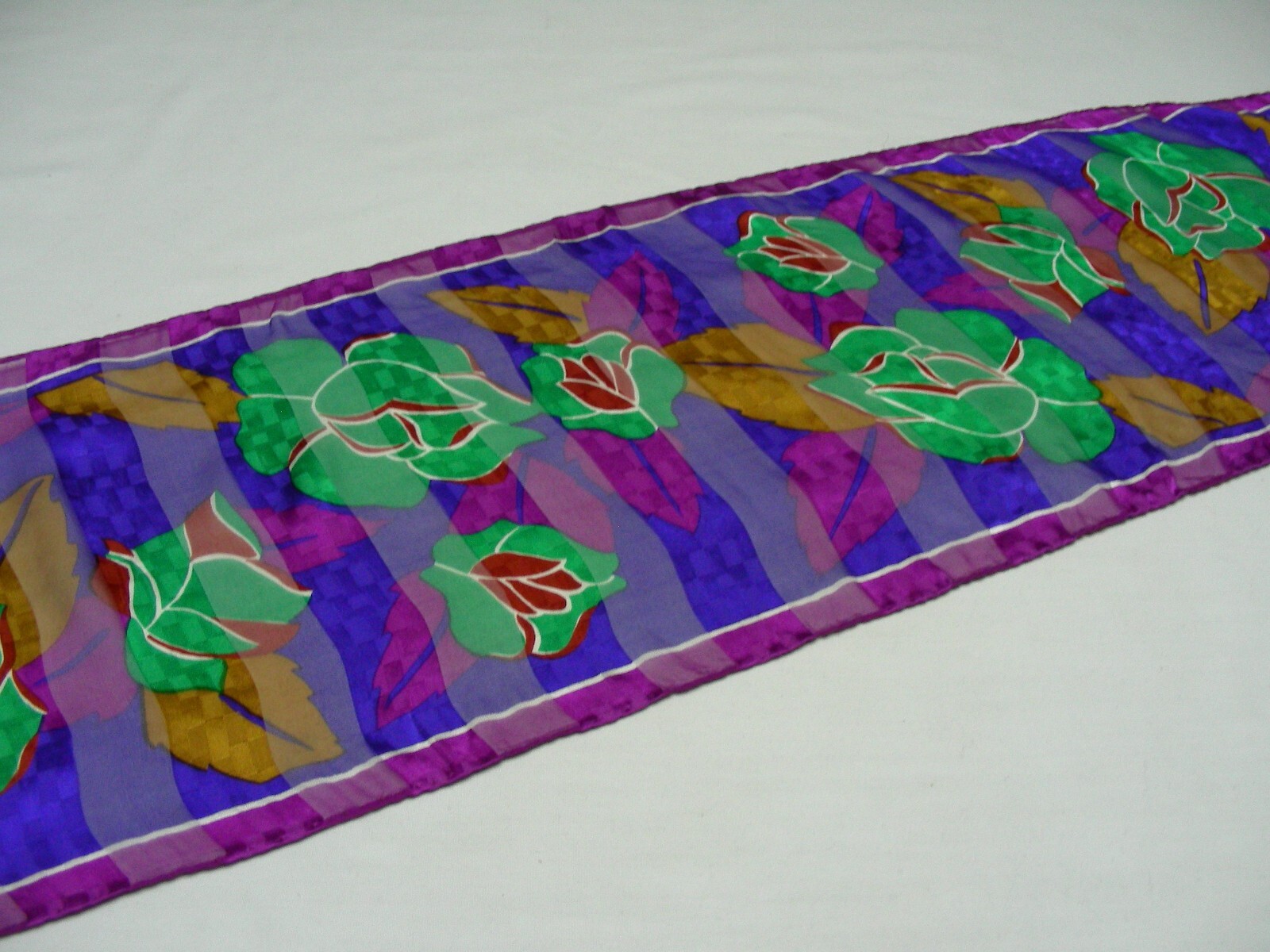 NORDSTROM – Sheer Floral Print – Made in Italy – 10 1/2″ x 53″ -100% Silk Scarf!