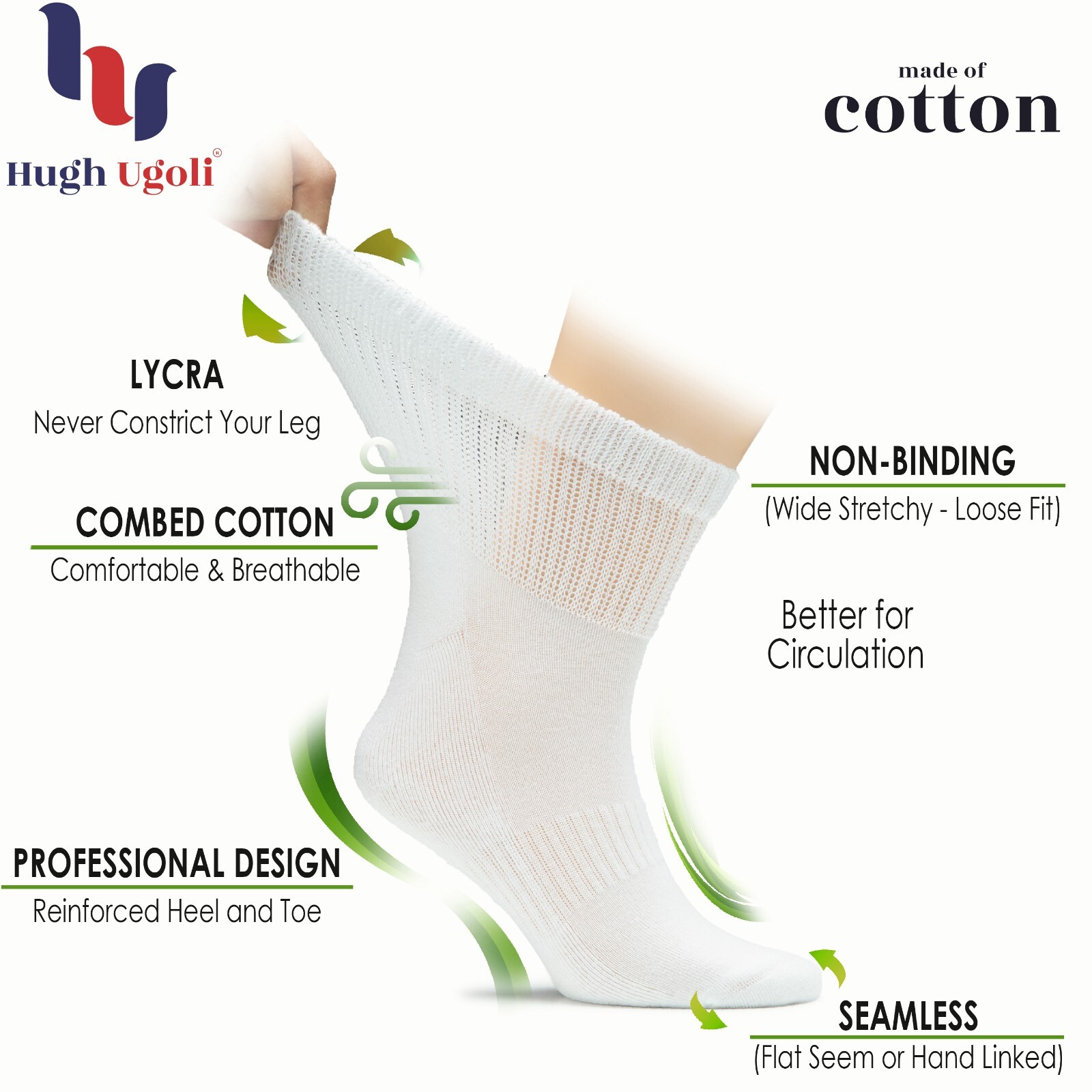 Men Diabetic Ankle Bamboo Socks, Solid Colors, Casual, 8 Pairs, by Hugh Ugoli