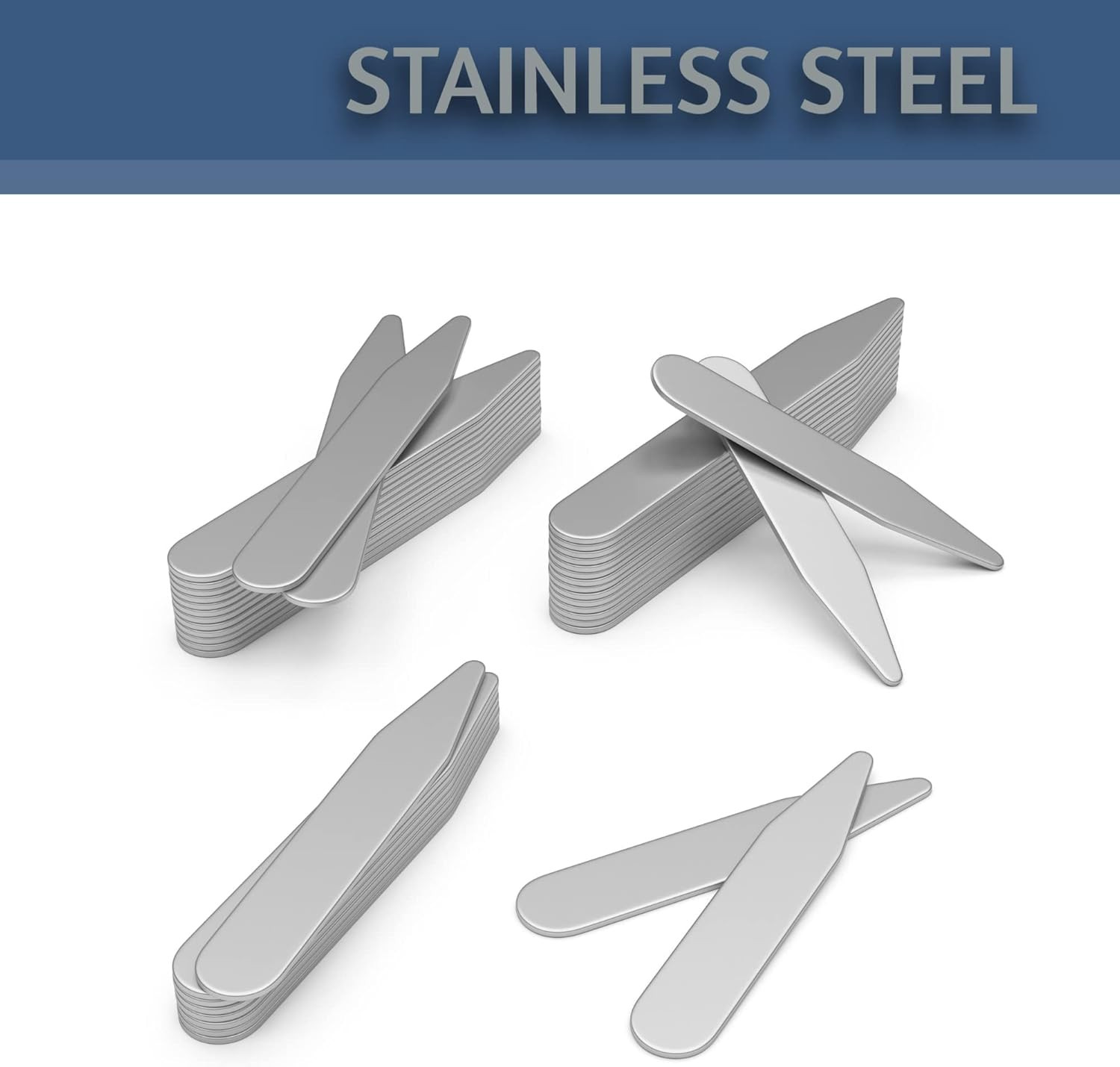 Stainless Steel Collar Stays Set With Elegant Storage Box Durable Collar Acce…