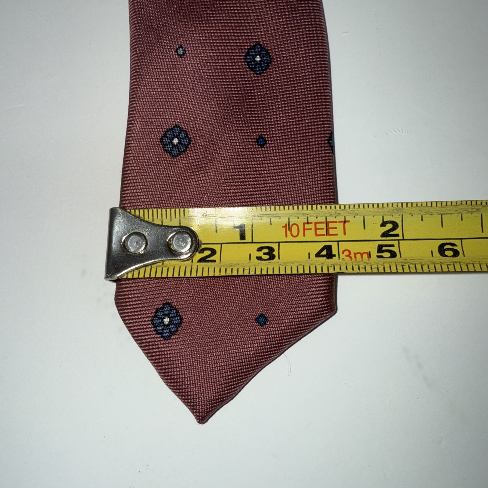 Christian Dior Mens Tie Silk Pink Mauve Blue Flower Vintage Necktie 58×3.25” USA