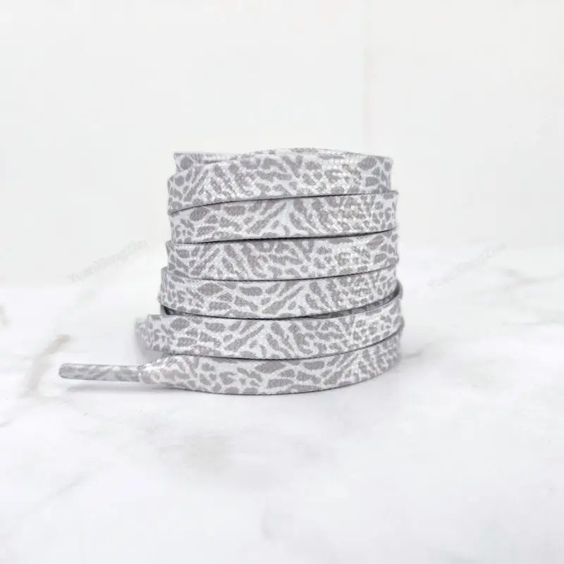 1Pair Burst Crack Texture Shoelaces Flat AF1/AJ Sneakers Shoe laces Fashion Leop