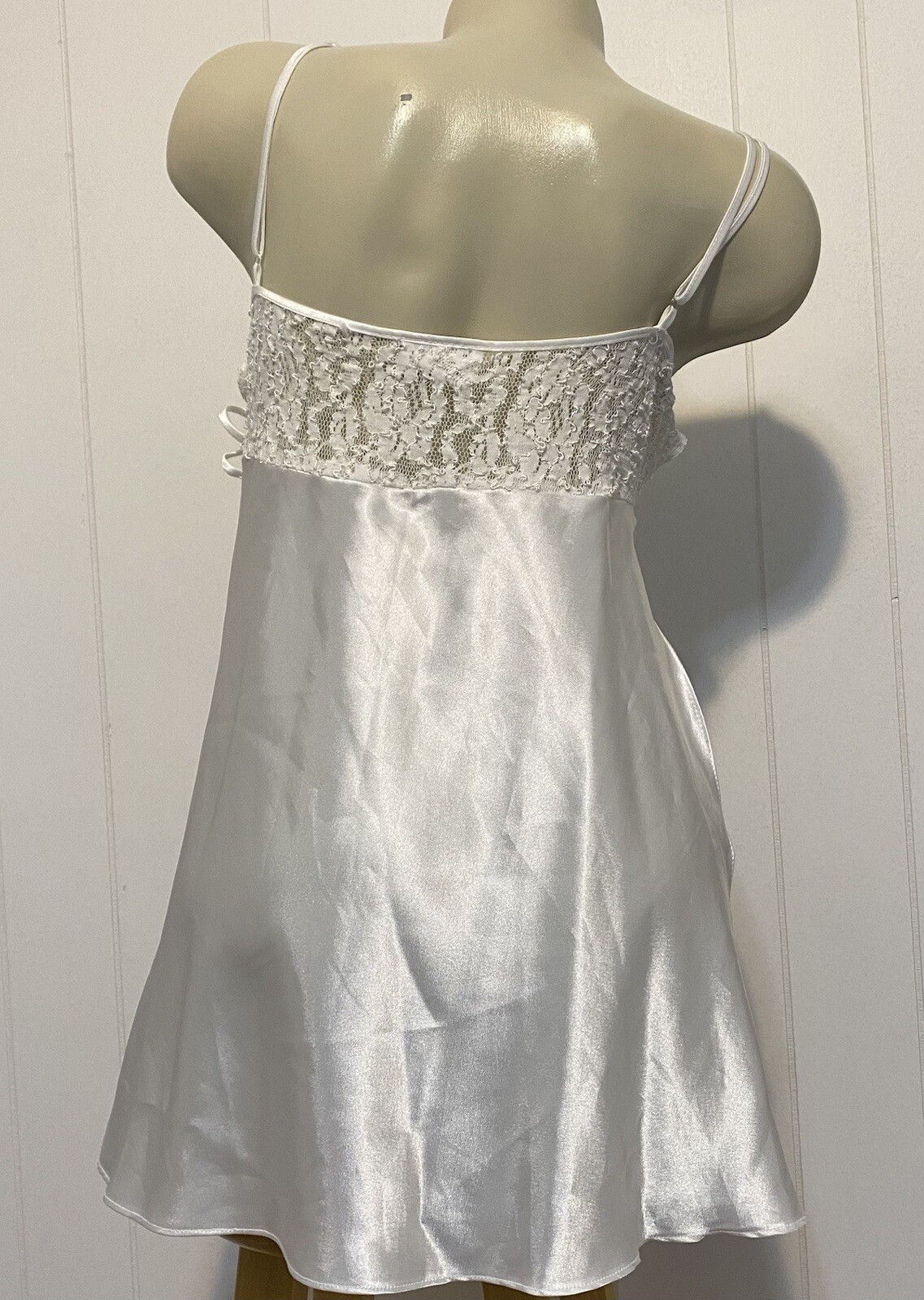 Cinema Etoile Sissy White Lace Sequin Bust Open Sides White Bridal Chemise XL