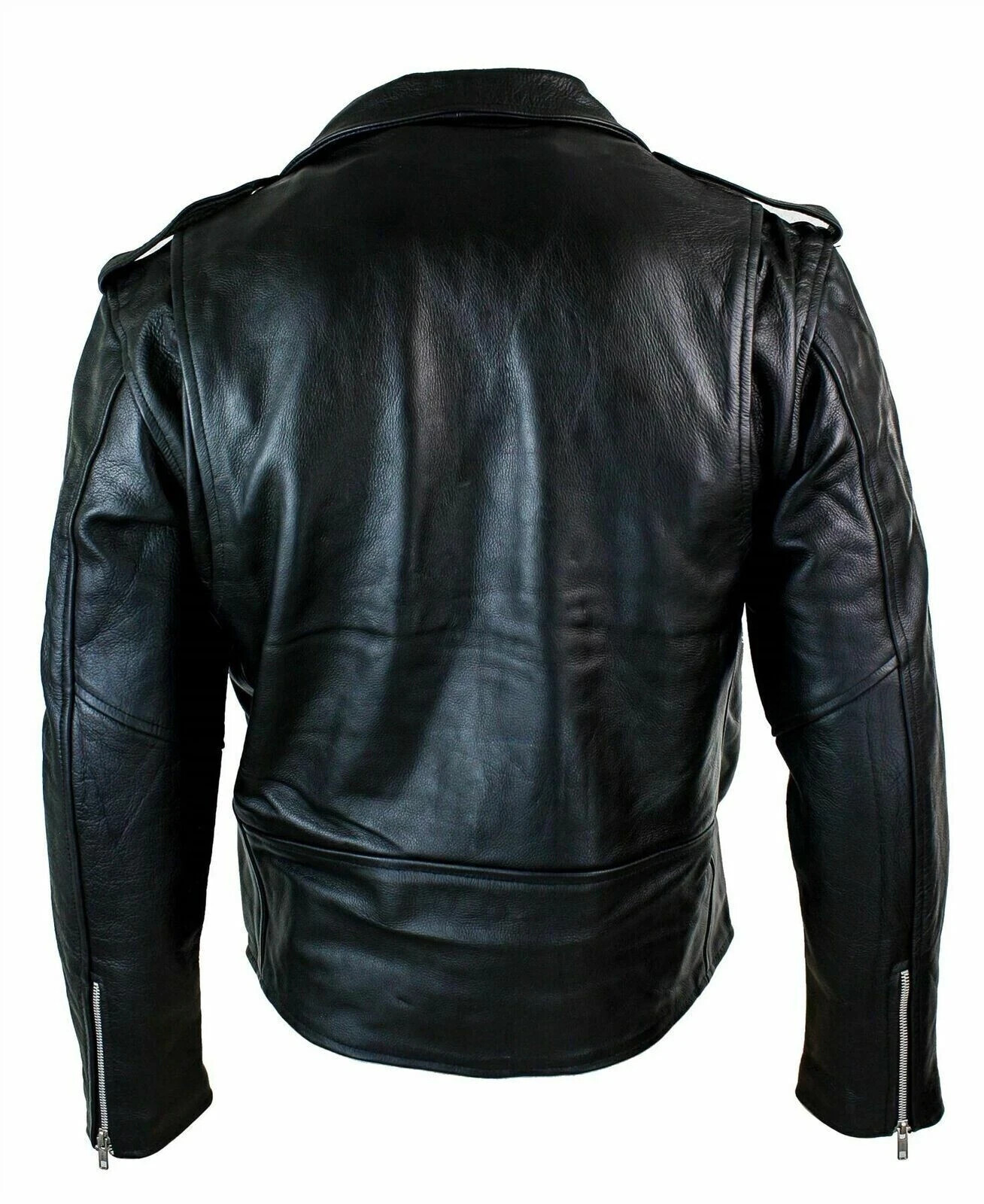 Men’s Motorcycle Leather jacket Genuine Buffalo Skin Brando Style Black Biker