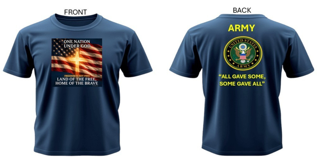 US ARMY* KOREAN WAR VETERAN*UNDER GOD*2-SIDED SHIRT. ARMY OFFICIAL LICENSE