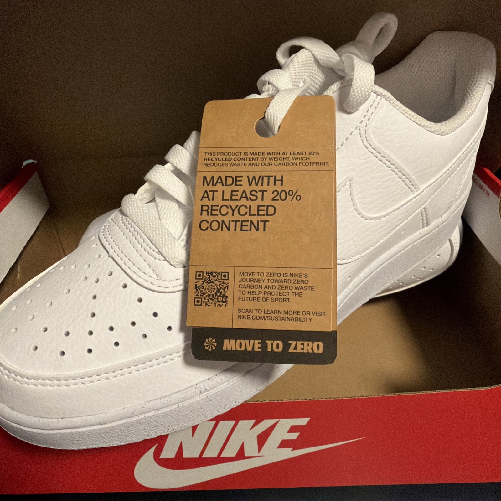 Nike Men’s Court Vision Low NN White Sneakers Shoes, DH2987-100 Size 8