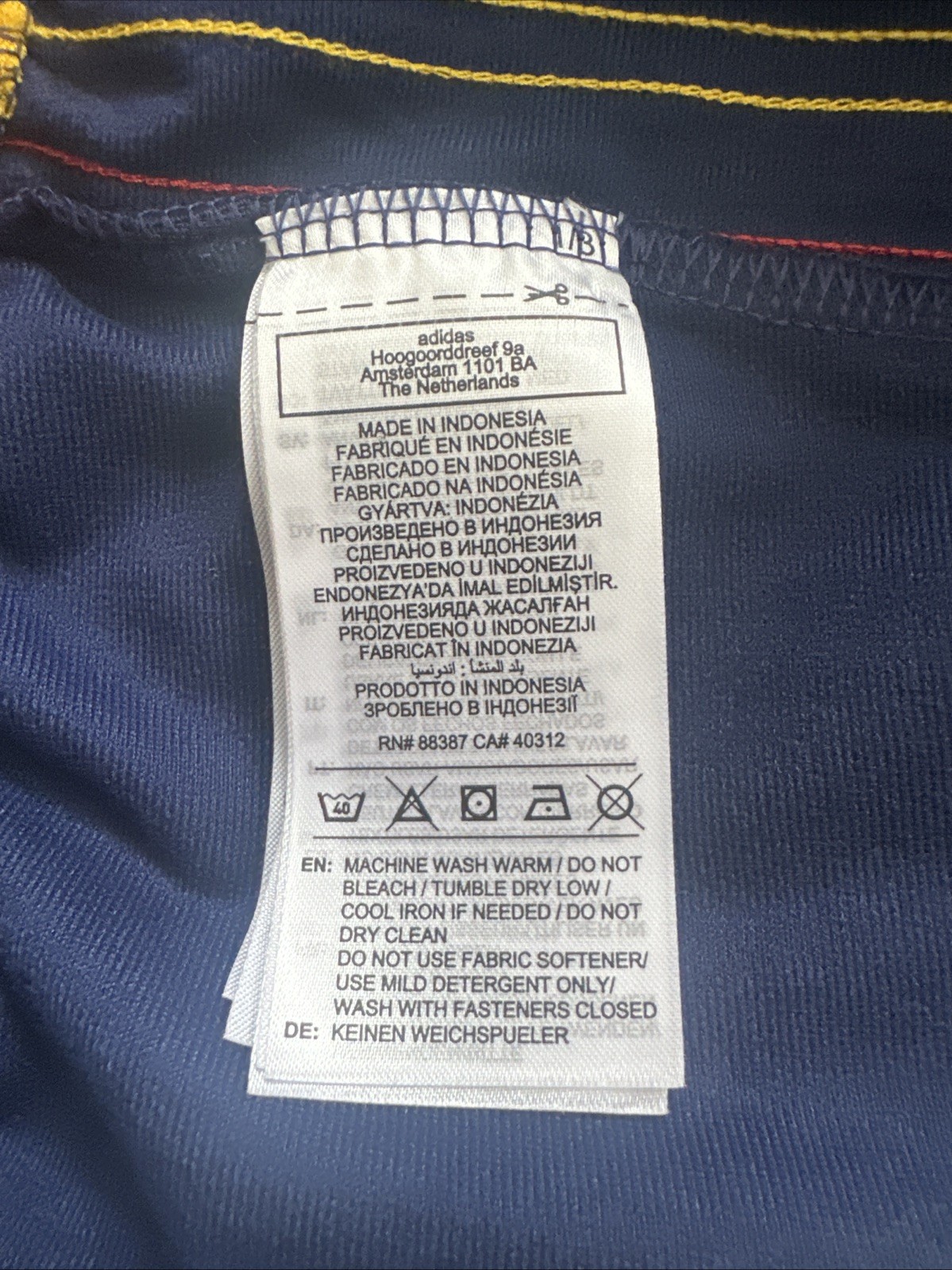 ADIDAS Original Firebird Track Pants Mens Large KD3836 Blue Red Yel Zip Pockets