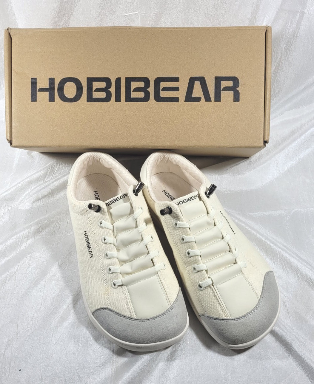 Hobibear Barefoot Minimalist Men’s Sneakers – White/Grey – EU 40, US 7-7.5