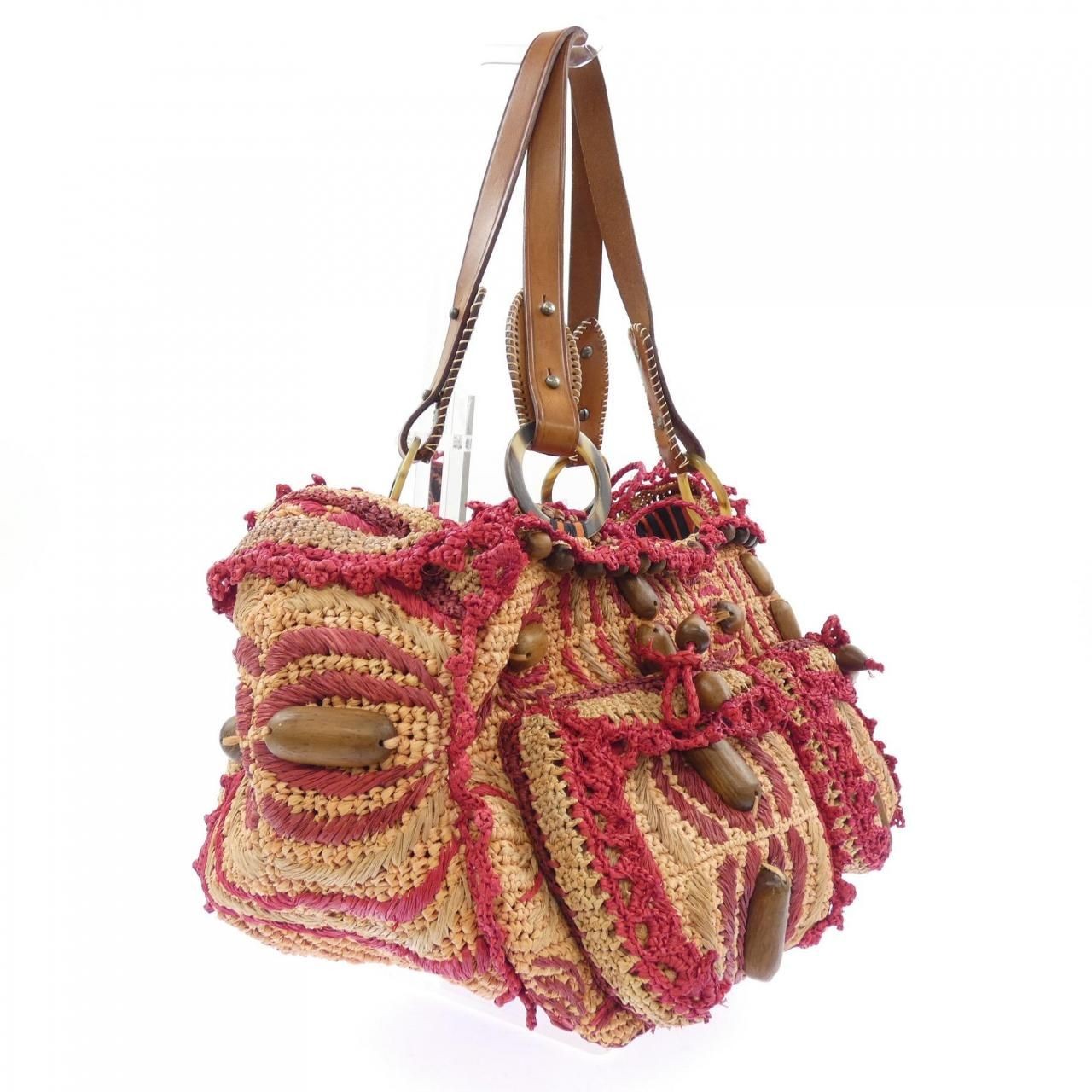 Jamin Puech Shoulder Bag Beige Pink Red Brown W40cm H19cm D22cm Women