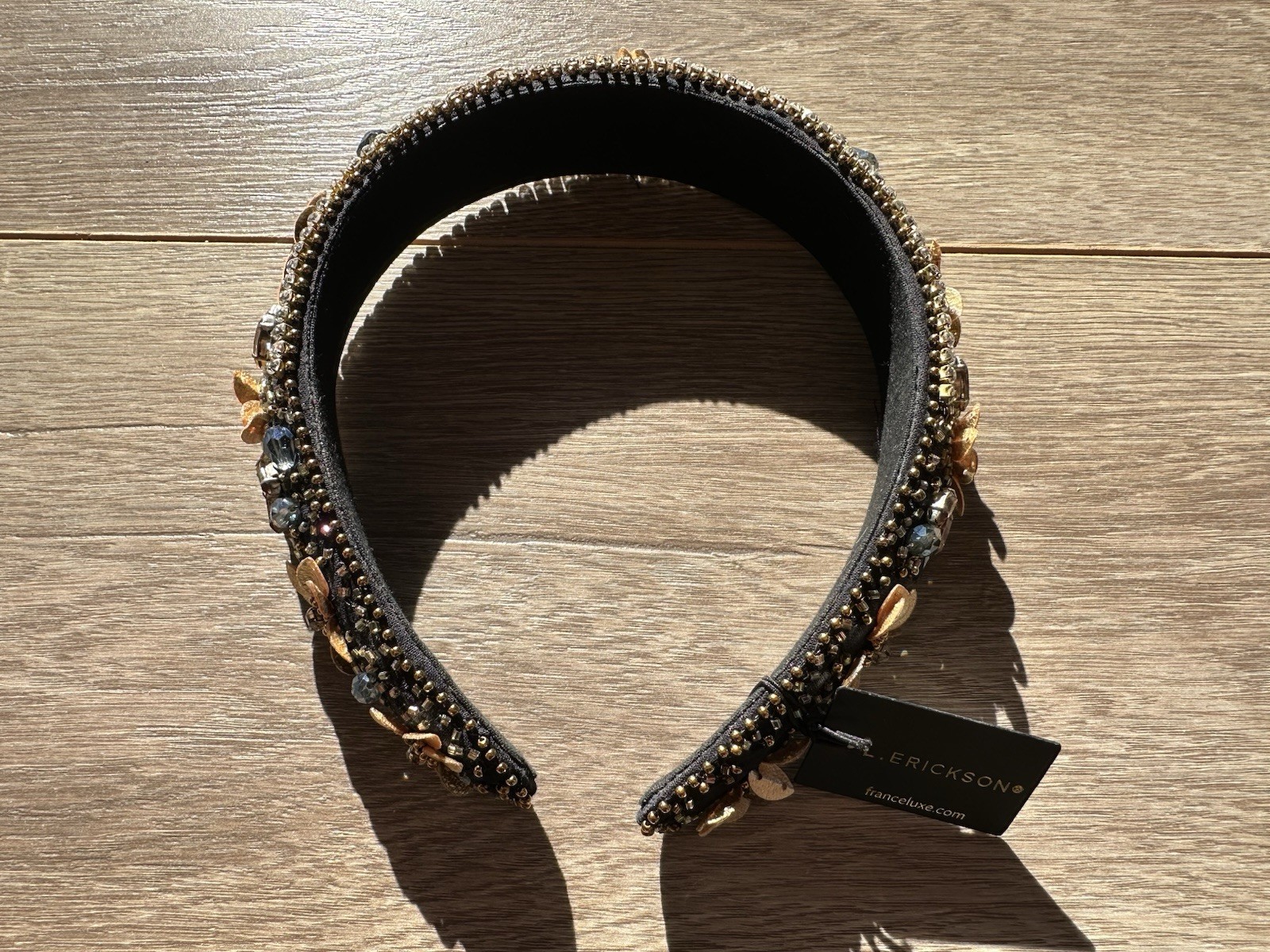 L. Erickson France Luxe Beaded Flower Crystal Beads Headband New