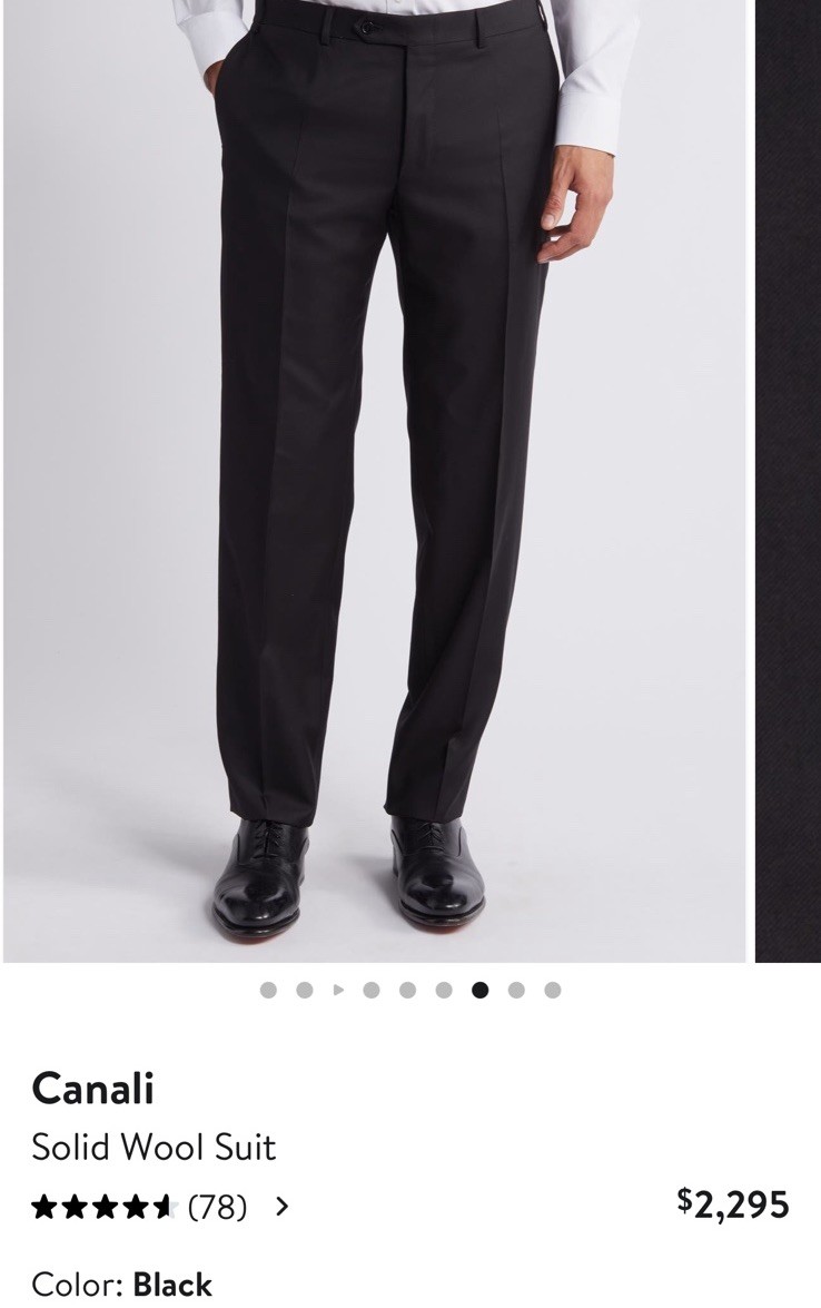 Canali Solid Wool Black Suit Size US 46R / EU 58 MSRP $2295
