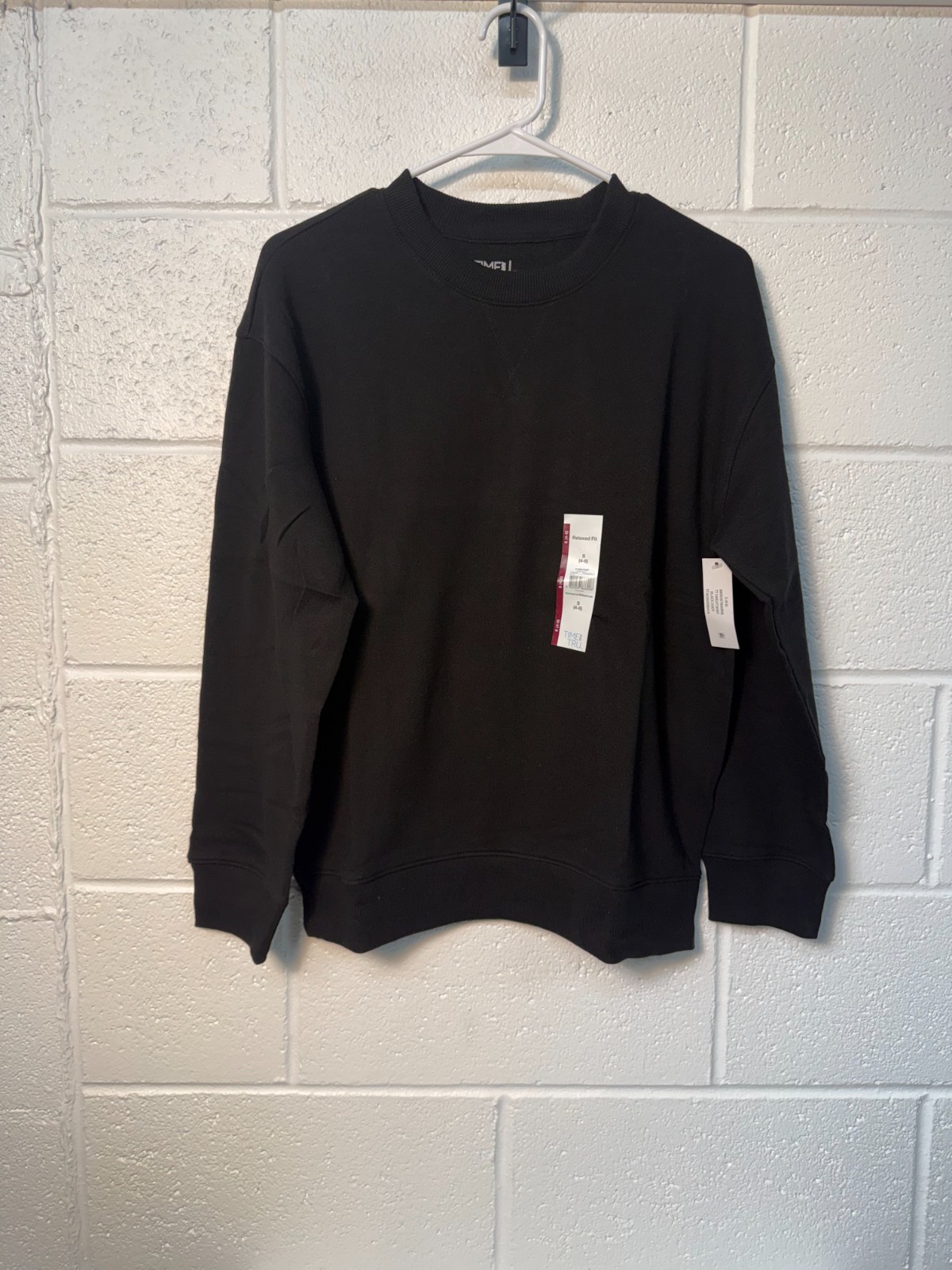 Time And Tru Women’s Crewneck Long Sleeve Sweatshirt Size S (4-6) Black Soot B43