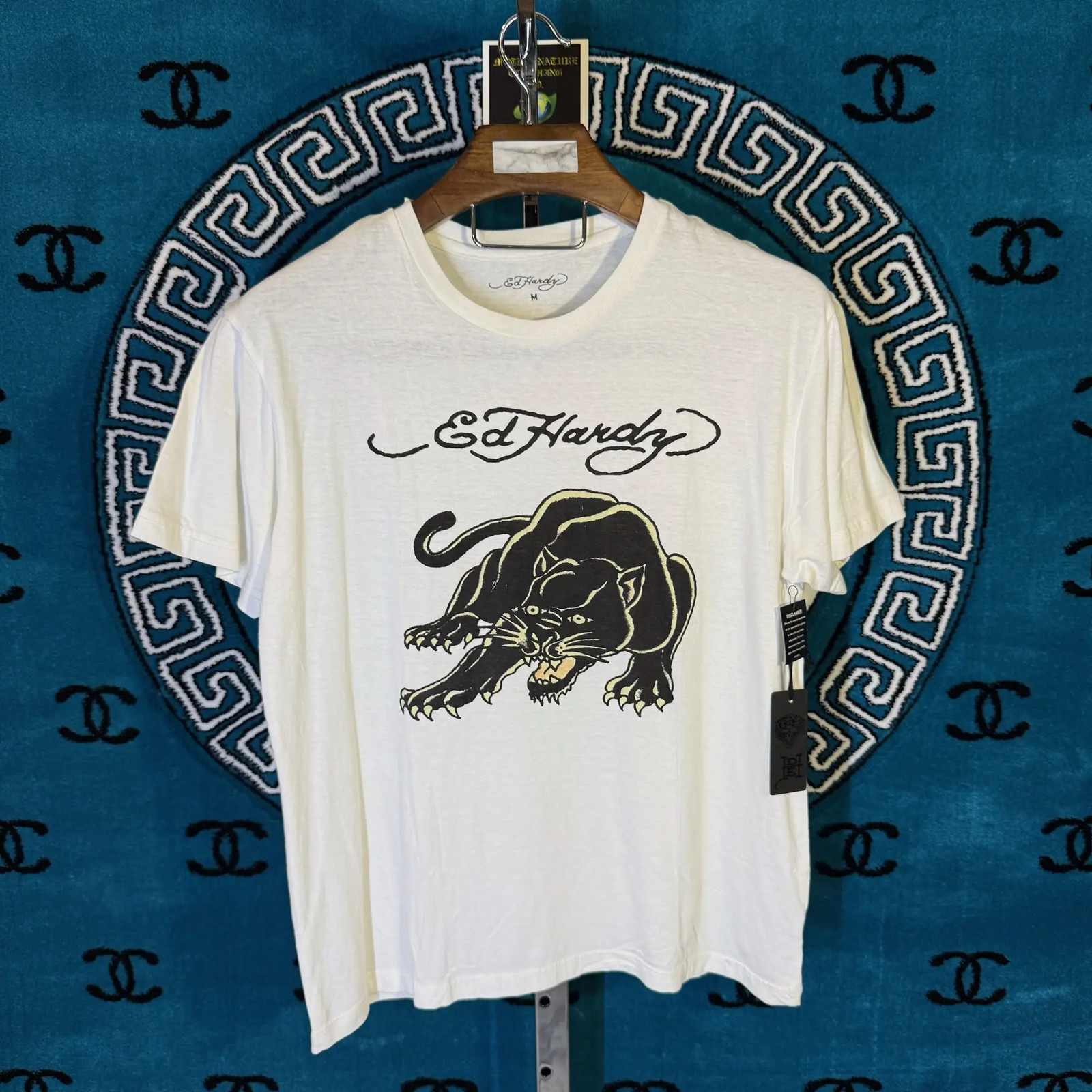 Ed Hardy Black Panther Logo Ss T Shirt M