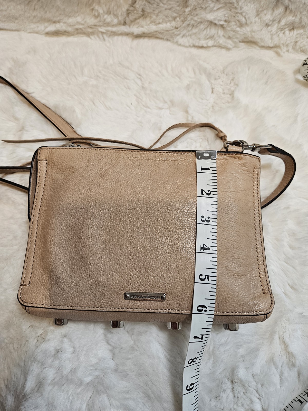 Rebecca Minkoff M.A.C. Morning After Clutch Crossbody Nude Pebbled Leather