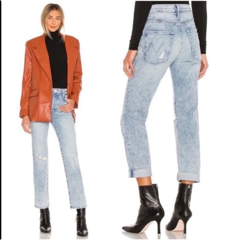Mother The Scrapper Double Cuff Blue Jeans 29
