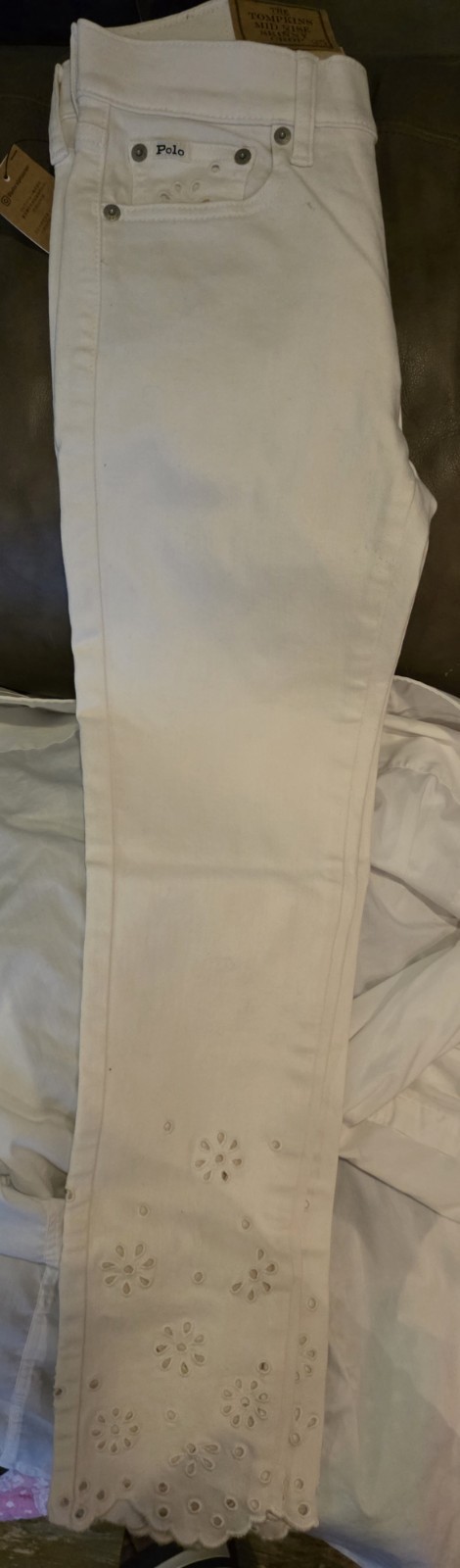 Womens Polo Ralph Lauren White Mid-Rise Skinny Crop Jeans Size 25