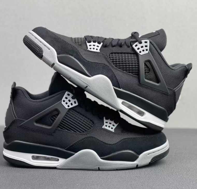Size US 7-12 Jordan 4 SE “Black Canvas” Retro Basketball Shoes DH7138-006