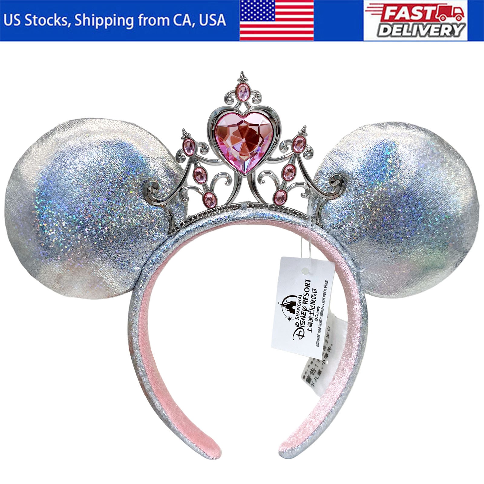 Disney-Park’s Princess Iridescent Tiara Minnie Mouse Ears Headband 2024 US POST