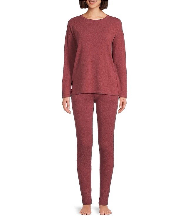 Van Winkle & Co 100% Cashmere Lounge Set Sweater & Pants Rosewood L NWT $276