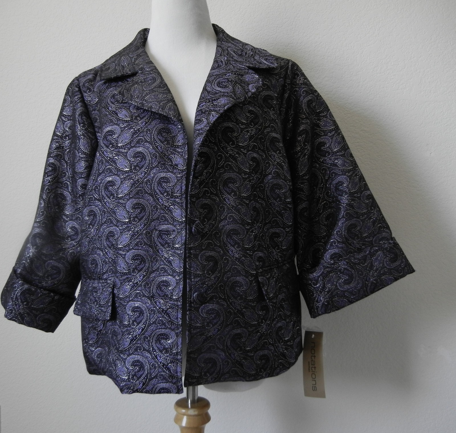 Notations womens purple/plum metallic paisley jacquard brocade 1X new with tags
