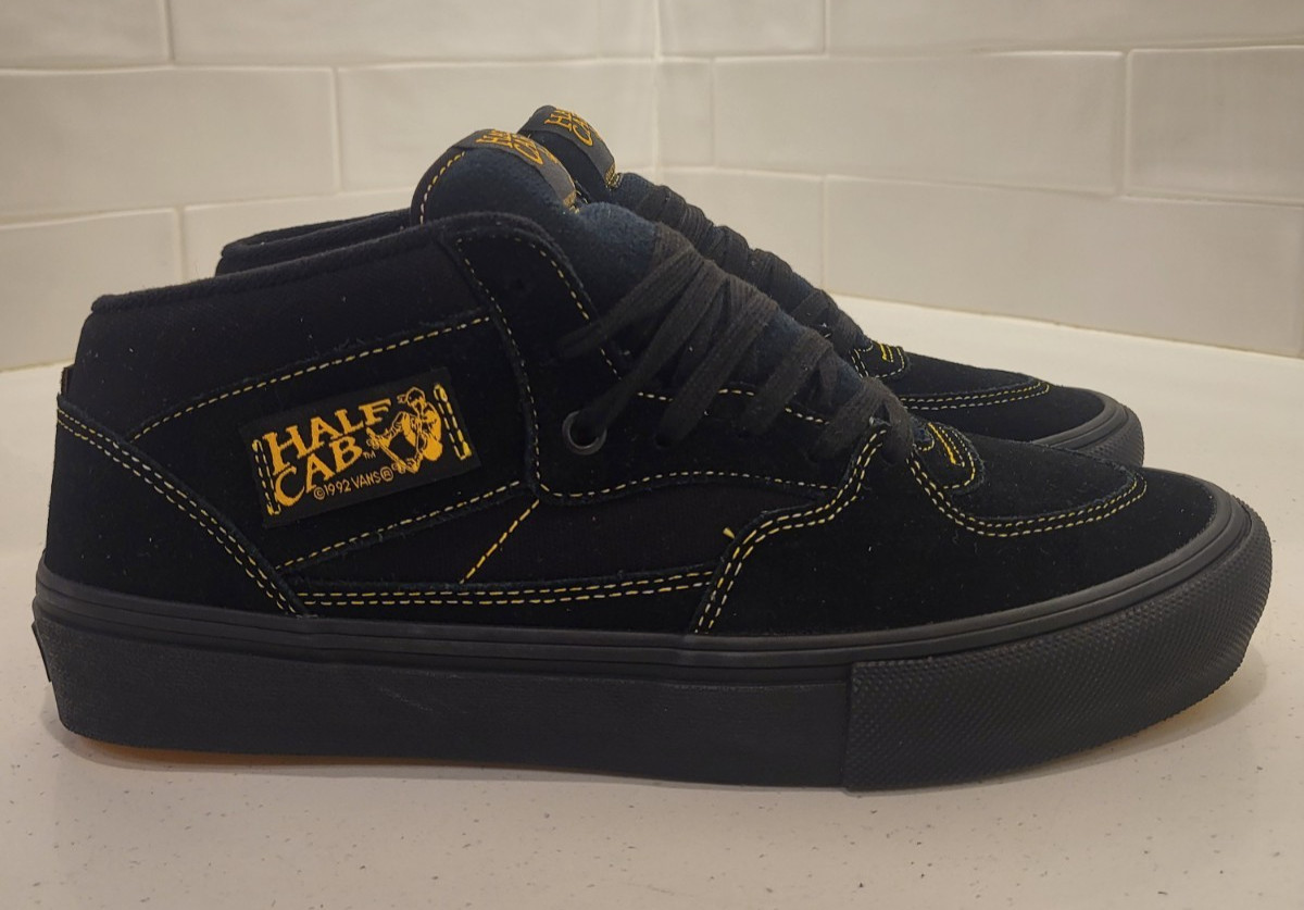 Vans Skate Half Cab Black Mustard Yellow Men’s size 9 Spitfire BAKER Anti Hero