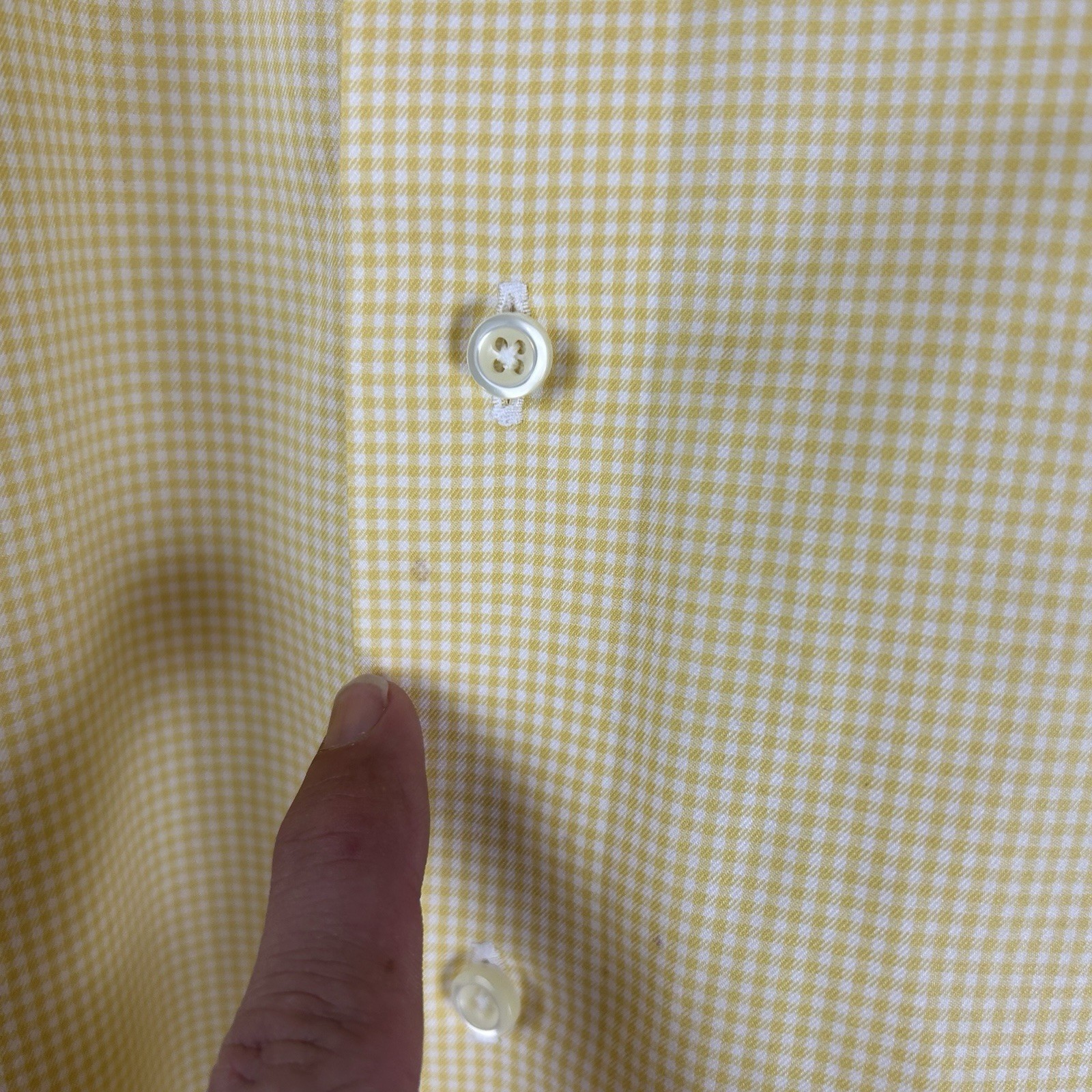 Brooks Brothers 15 1/2-35 Yellow Check Long Sleeve Button Shirt Men 100% Cotton