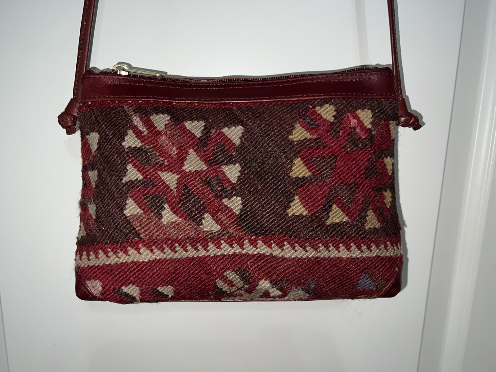 Vintage Handmade Anatolian/Turkish Wool Kilim Rug Carpet Crossbody /Shoulder Bag